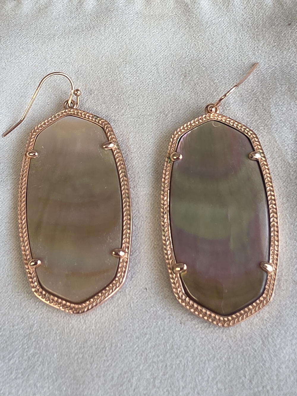 Kendra Scott Danielle Brown Mother Of Pearl / Rose Gold Iridescent Drop Earrings